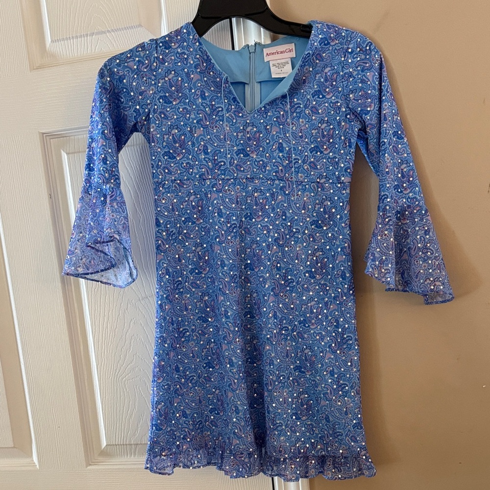 American Girl Sparkling Blue Kids Dress. Size 8